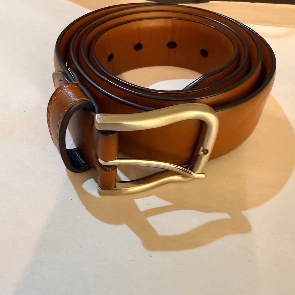 Dockers Belt L 38-40 Brown Synthetic Leather Silver Buckle Classic Casual